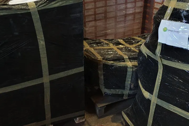 Machines packed on pallets for shipping